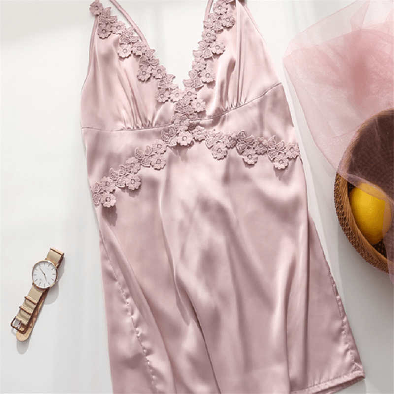 V-Neck Backless Lace Up Sleep Dress