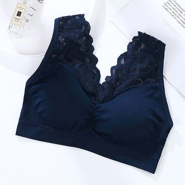 V Neck Lace Bras For Brassiere Push Up Padded Bra
