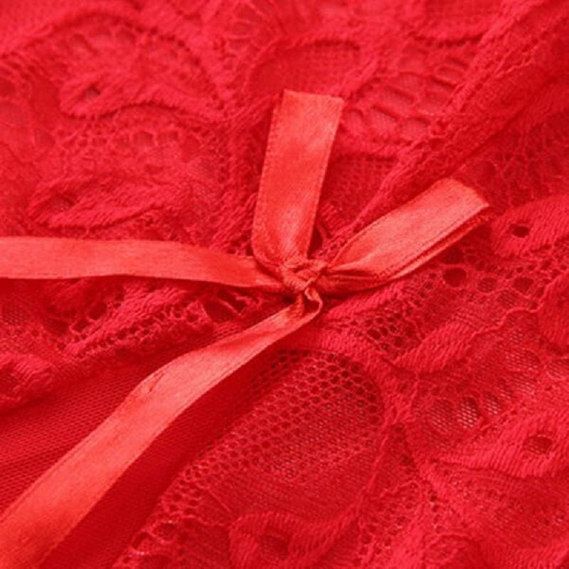 V Neck Mesh See-Through Lace Patchwork Sleep Dresses
