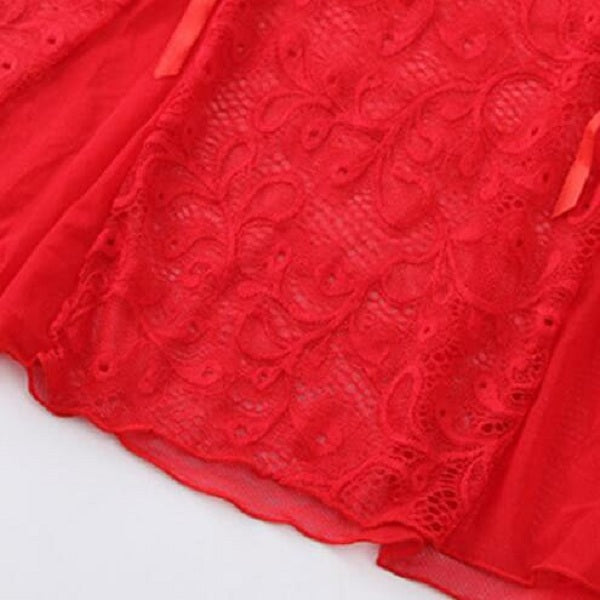 V Neck Mesh See-Through Lace Patchwork Sleep Dresses
