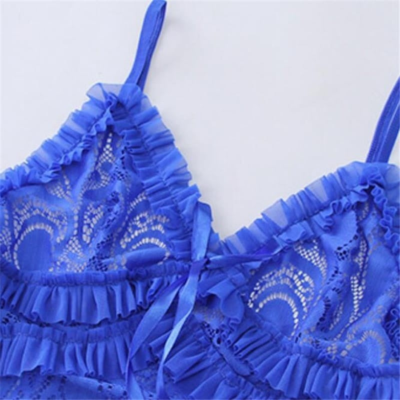 V Neck Spaghetti Strap Tassels Lace Sleep Dress