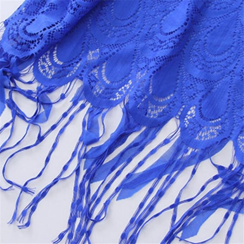 V Neck Spaghetti Strap Tassels Lace Sleep Dress