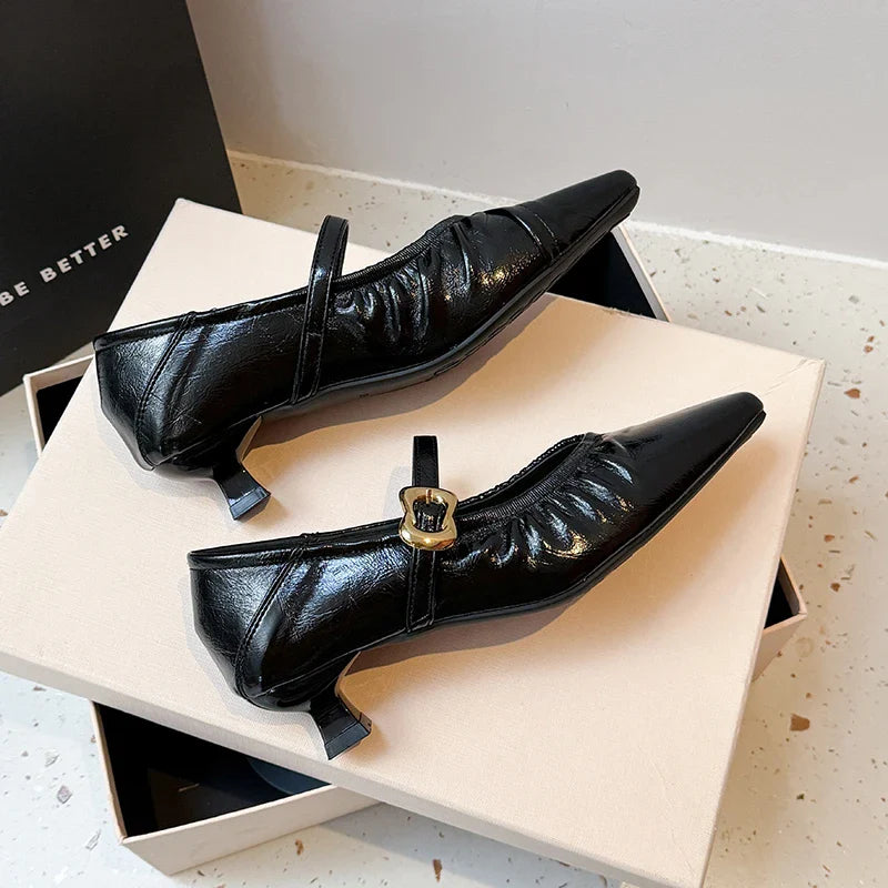 Pointed Toe High Heels Mary Jane Shoes Sandals Dress Shallow Mujer Zapatos