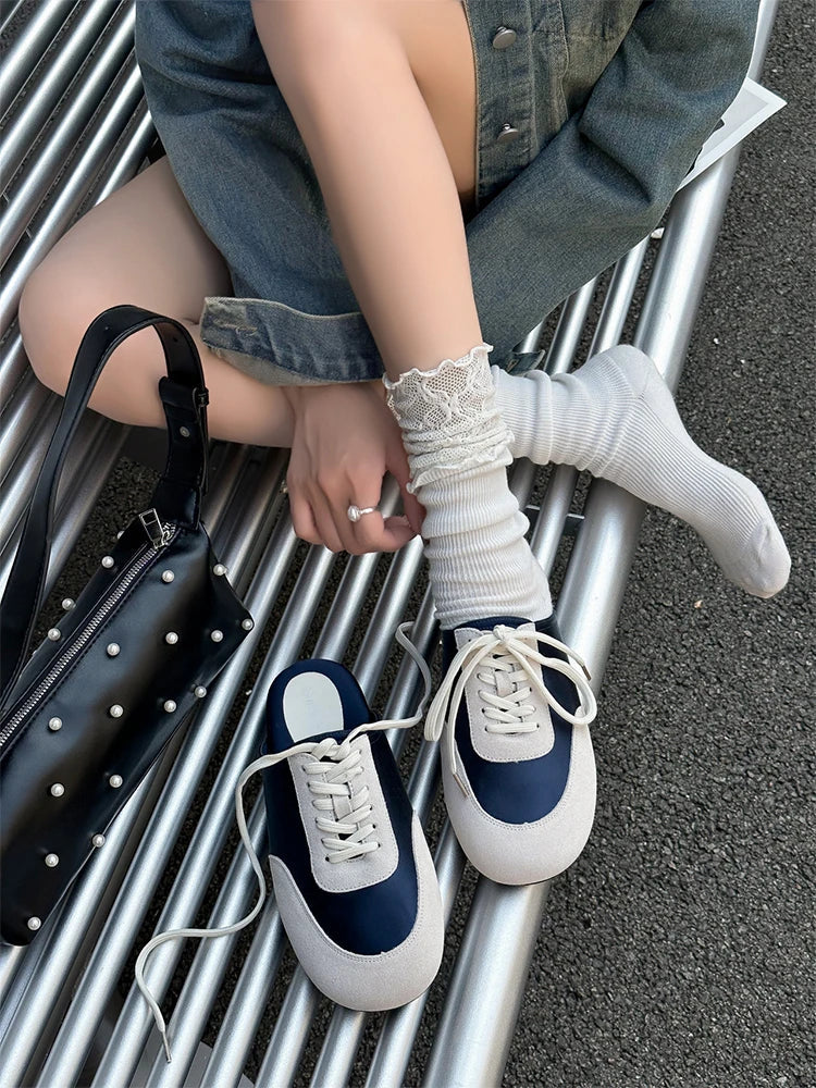 Sport Sneakers Flats Mules Slippers Shoes Woman Lace Up Running Walking Shoes Mujer Zapatos