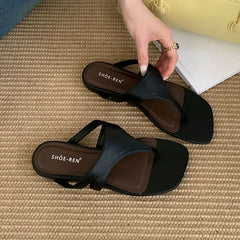 Beach Flip Flops Flats Slippers Shoes Square Toe Flats Slippers Slides Sandals Shoes