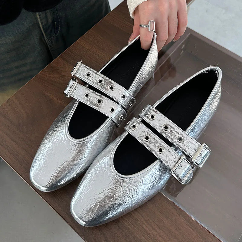 Buckle Strap Footwear Round Toe Flats With Dance Shoes Soft Shallow Ballet Flats Shoes