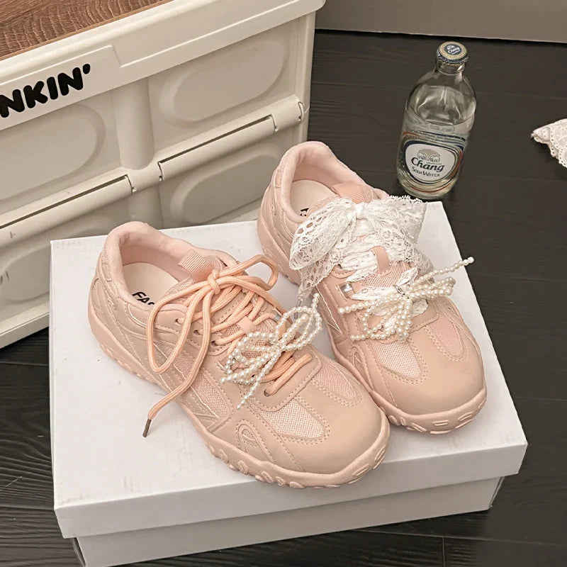 Sport Mesh Sneakers Breathable Shoes Casual Running Mujer Zapatos Lace Up Walking Sandals Mujer
