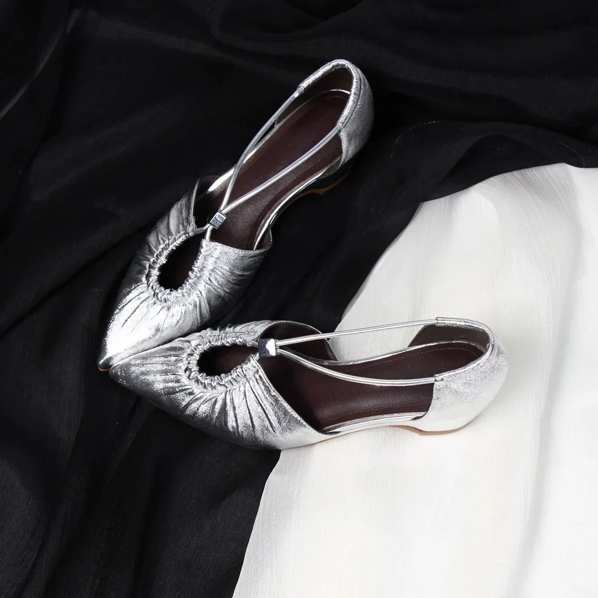 Pointed Hollow Pleated Flat Shoes Outdoor Shallow Casual Sandals Comfortable Breathable Shoes
