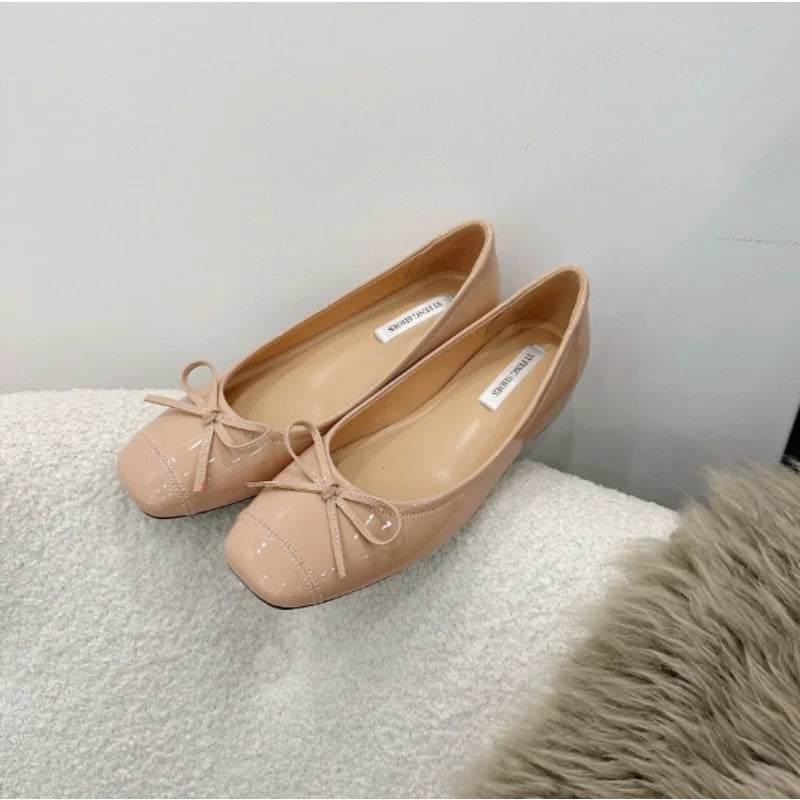 Increase Height 5cm Round Toe Bow-knot Sweet Ballet Shoes Office Woman Shallow Mouth Mary Jane Shoes