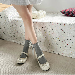 JK Mary Jane Shoes Causal Shallow Butterfly-knot Shoes Leather Shoes