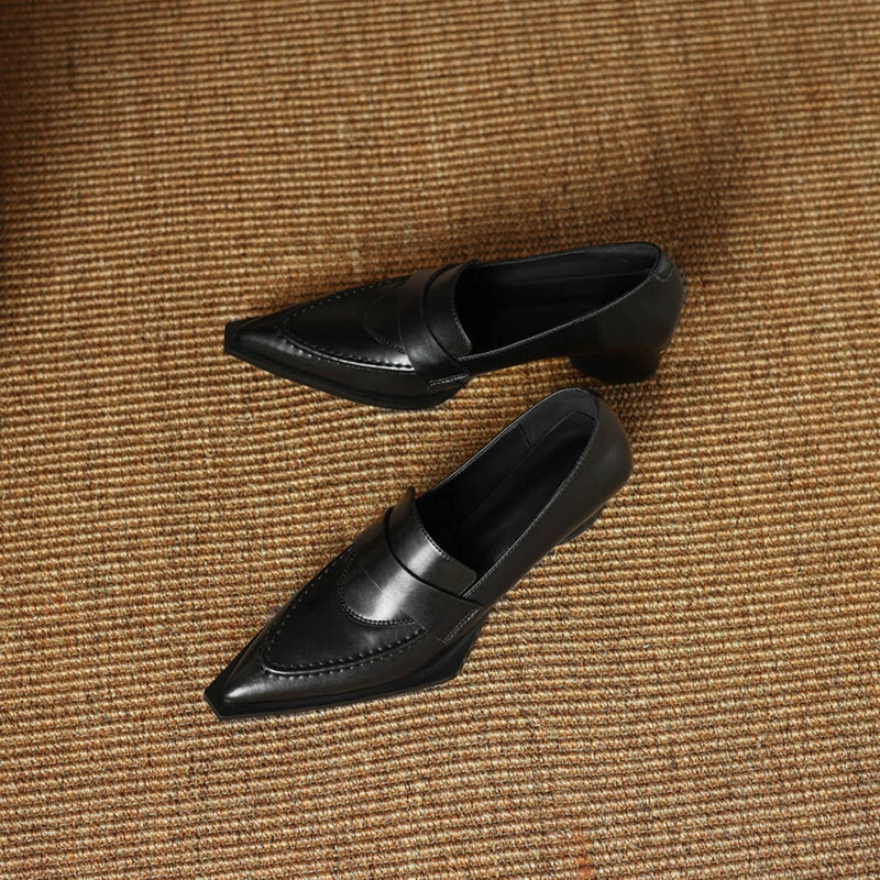 Cow leather pointed toe strange heel pumps