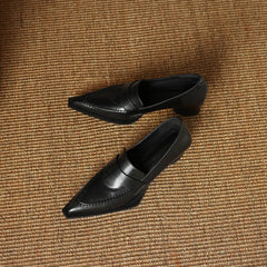 Cow leather pointed toe strange heel pumps