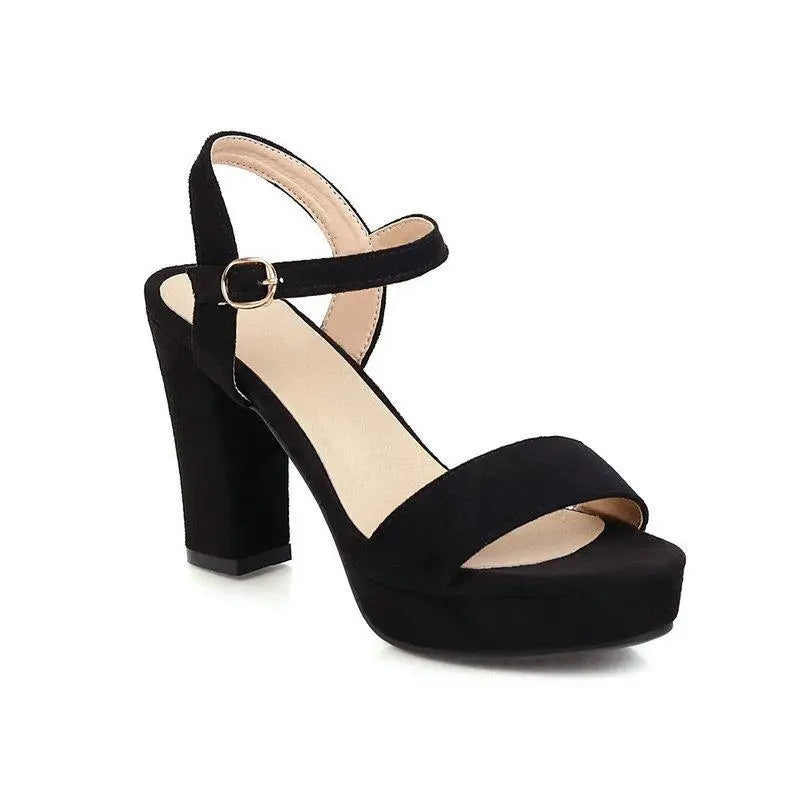 Size 32-43 10cm High Heel Sandals Black Heel Open Toe Sandals Shoes