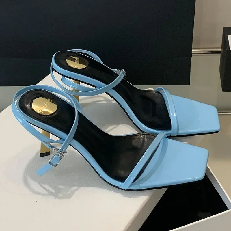 Thin Heels Sandals Open Toe Ankle Strap High Heels Simple Elegant Party Shoes
