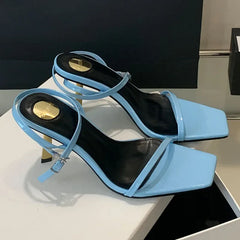 Thin Heels Sandals Open Toe Ankle Strap High Heels Simple Elegant Party Shoes