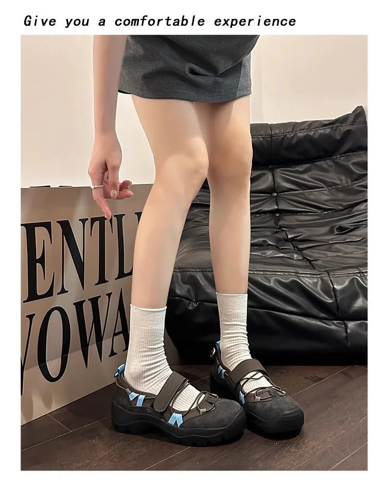 Retro Style Shallow Mouth Casual Mary Jane Versatile Comfortable Thick Soled Sports Single Shoes