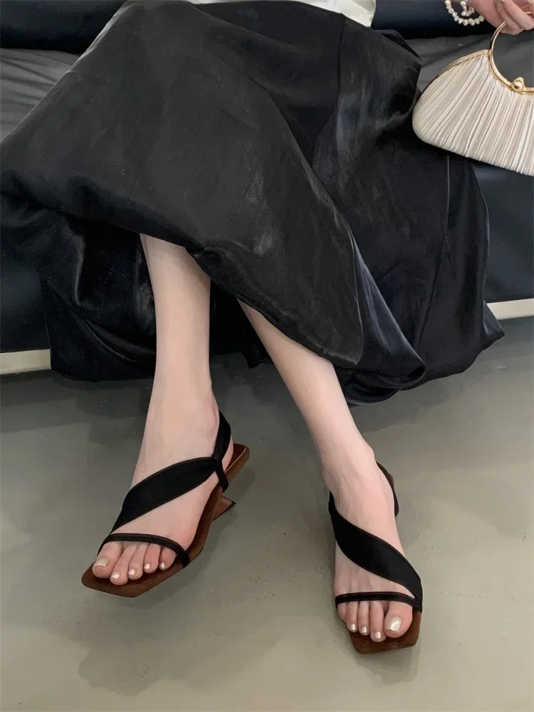 Arrived Open Toe Wedges Heels Square Party Zapatos De Mujer