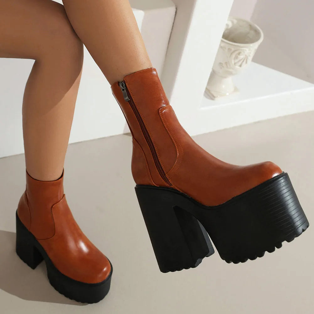 Platform Ankle Boots Brand Design Great Quality Gothic Style Comfy Cool Street Shoes Boots Big Size 43