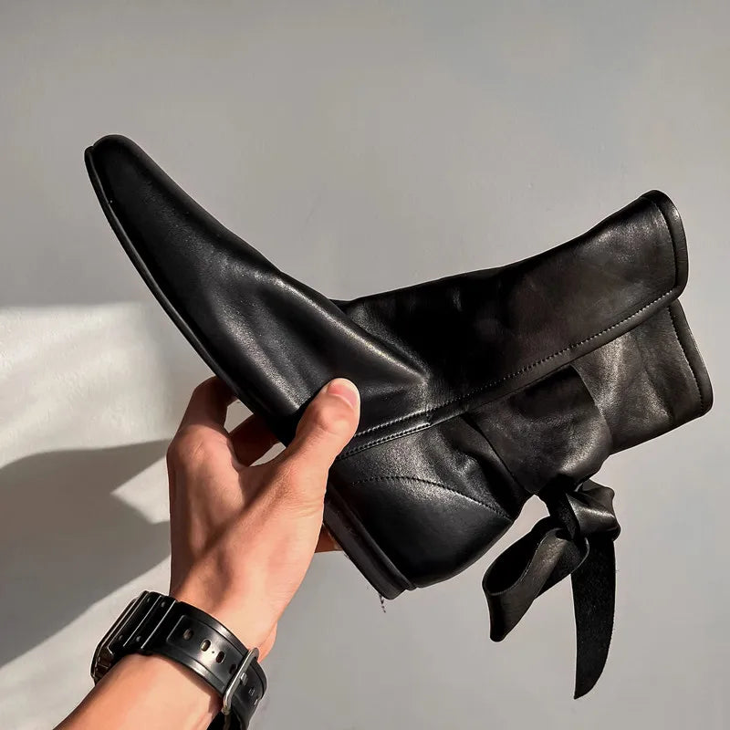 Soft Leather Lace-up Ankle Boots Comfortable Flats Short Booties Bowknot Chelsea Boots Shoes Botas