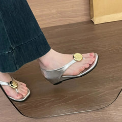 Leisure Toe-Open Sandals Slippers Trendy Rubber Bottom Flat Head Casual Slip-On Shoes High Aesthetic Value