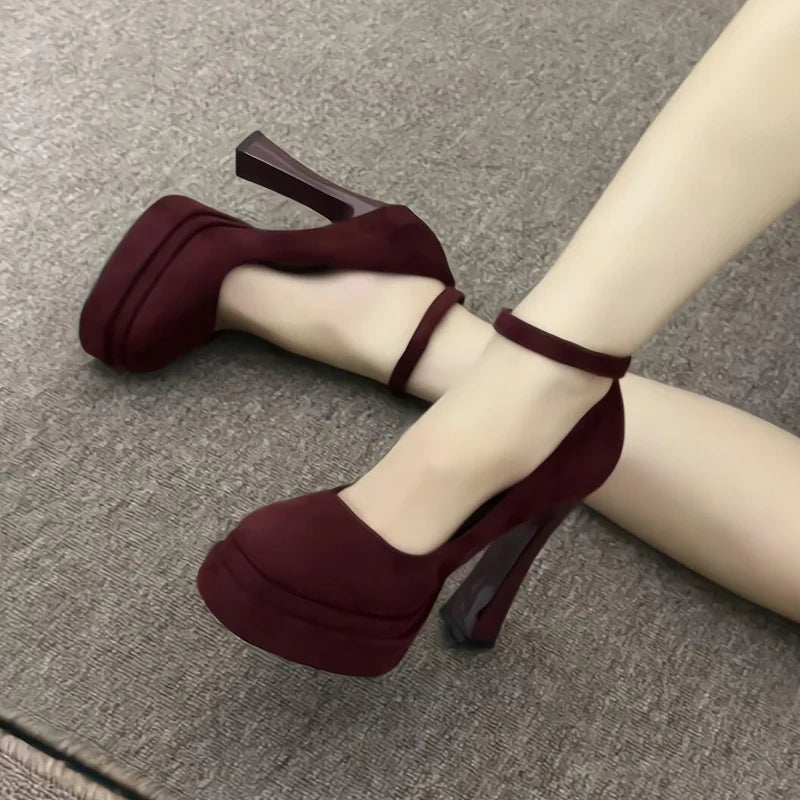 Nightclub Platform High Heel Mary Jane Shoes Elegant Shallow Buckle Shoes 2026 Party Dress Pumps