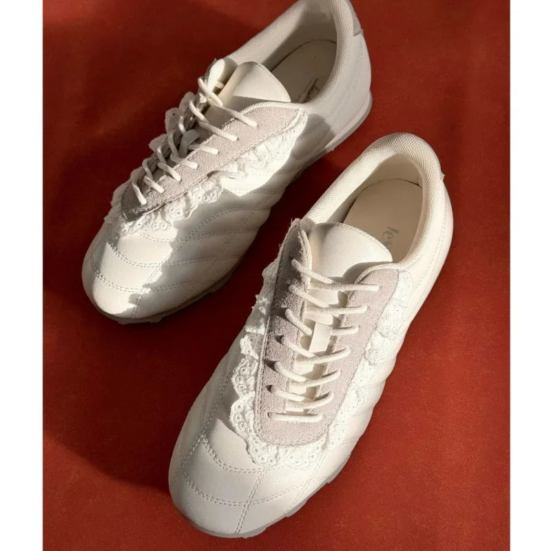 Flat Bottom Deqin Shoes Leather Version Sporty Lace-Up Board Shoes Rubber Sole High Top Adult Footwear