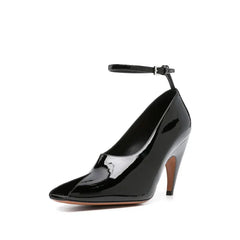 European and American Metal Buckle Slim High Heel Muller Fish Mouth Sandals Pointed Nightclub Runway Shoes
