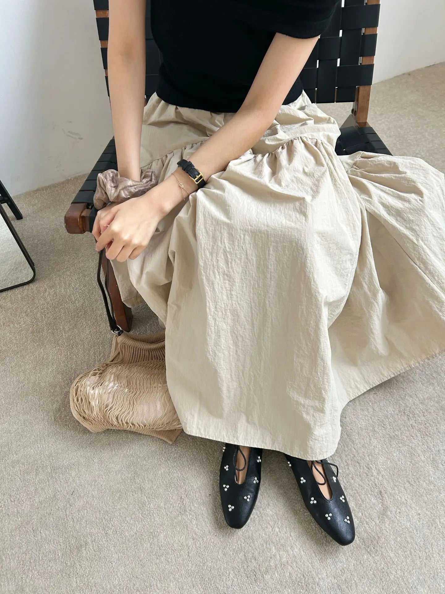 Metal Rivet Decoration Shallow Mouth Ballet Flats High Quality Soft Bottom Lacing Flat Shoes Casual Comfy Shoes