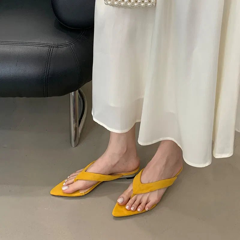 In Pointed Toe Wedges Slippers Flip flops Slides Low Heel Wedges Sandals