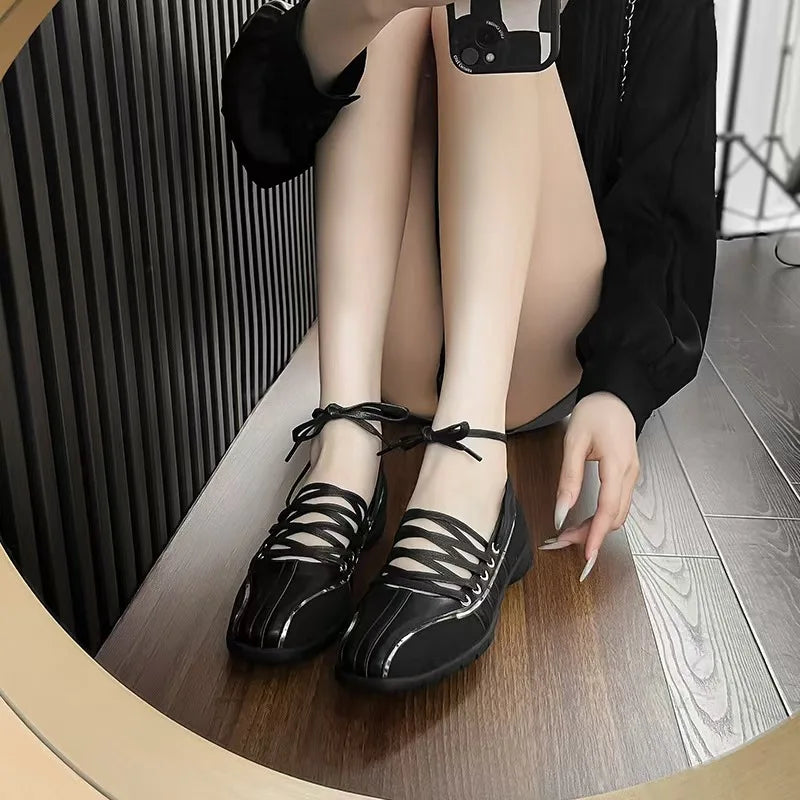 Ballet Style Flats Lace-up Retro Mary Jane Comfortable Lightweight Ballet Sneakers