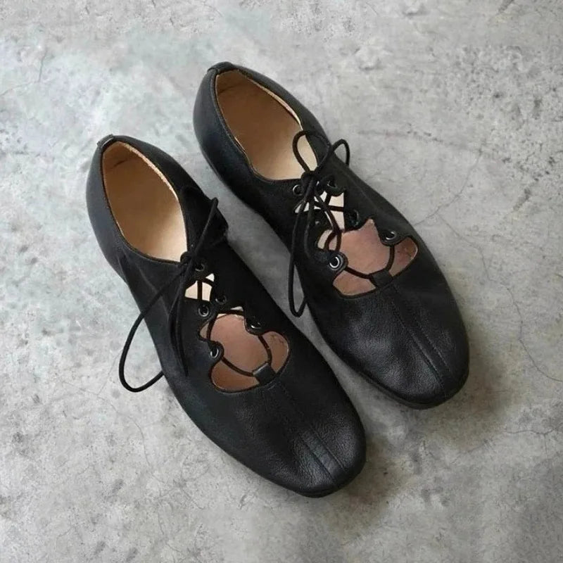 Ballet Shallow Flat Shoes Soft Commuting Retro Cross-laced Flat Mary Jane Shoes