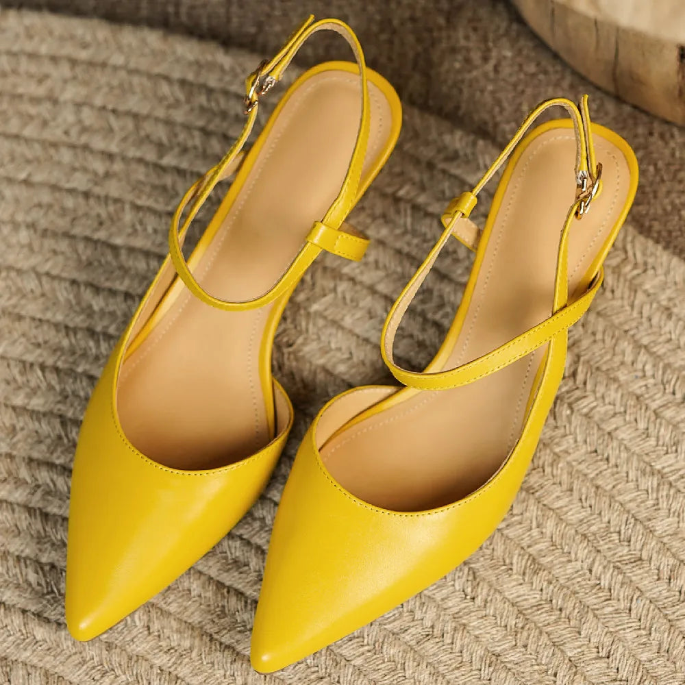 genuine leather thin high heel pointed toe ankle strap pumps elegant evening dress sandals shoes
