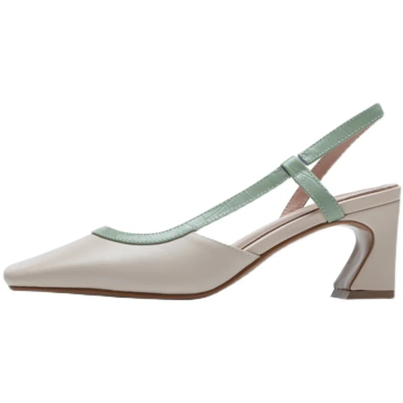 High Heels Dress Party Shoes Square Toe Walking Slides Mujer Zapatos Pumps