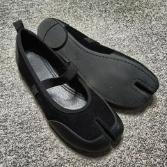 Split toe Faux suede Patchwork Tabi Ballet Flats Mary Janes Walking Loafers Casual Girls Dance Shoes