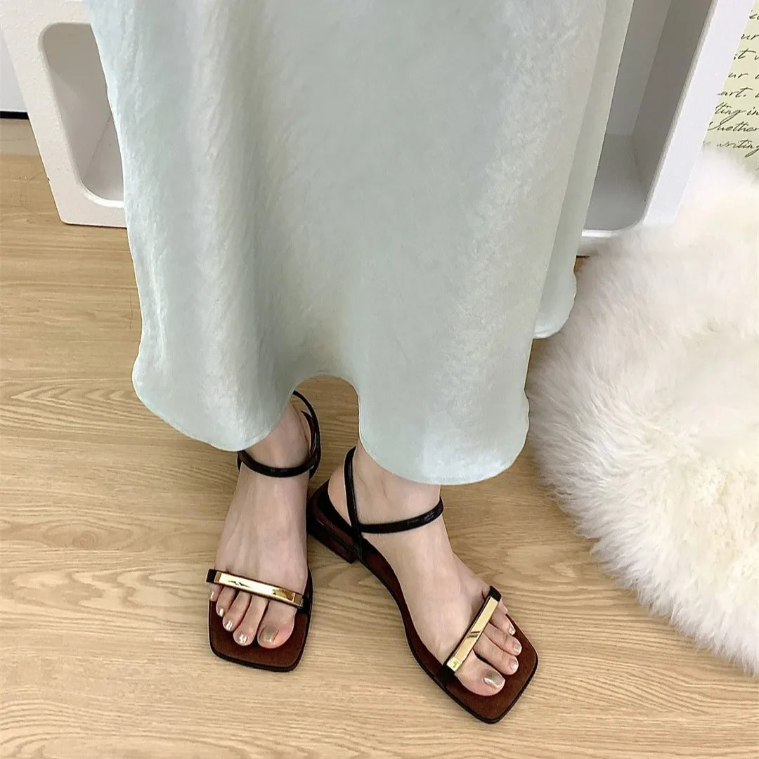 Sandals Block Heels Clear Shoes Suit Beige Buckle Strap Open Toe Chunky Low Black Comfort Girls Peep PU