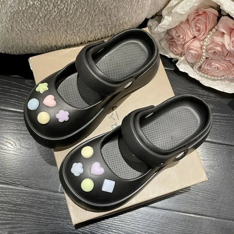 Platform Kawaii Slides Shoes Cute White Slippers and Sandals on Beach Thick Normal Top Designs Vip 39