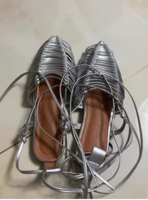 Vintage Woven Hollow Strap Sandals Beautiful Roman Sandals Flat Toe Comfortable Woven Sandals Holiday Party Shoes