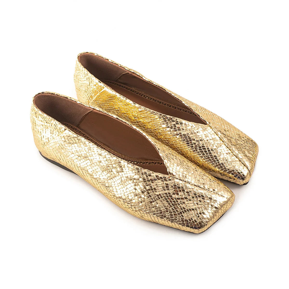 European and American Genuine Leather Flat Bottomed Square Toe Single Shoes