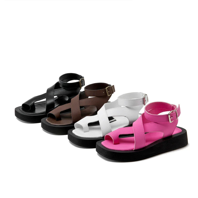 Sandals Clip Toe Sandals Genuine Leather Roman Shoes Sandals