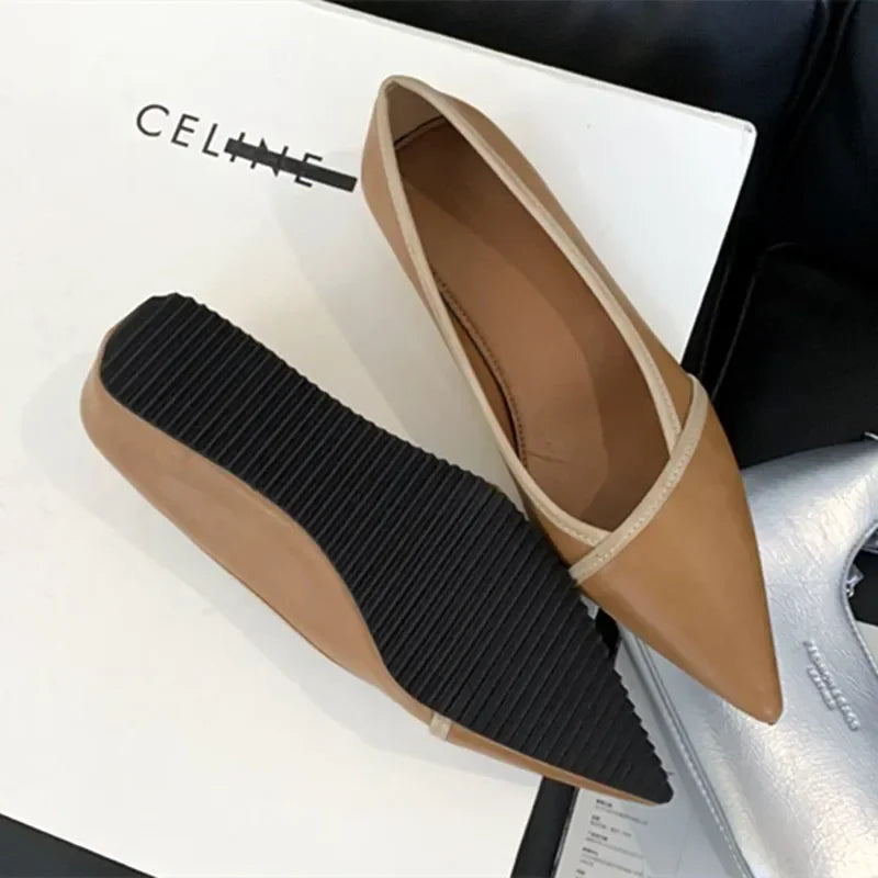 Elegant Pointed Toe Comfort Soft Leather Wedge Shoes Shoes Office Flats Loafers