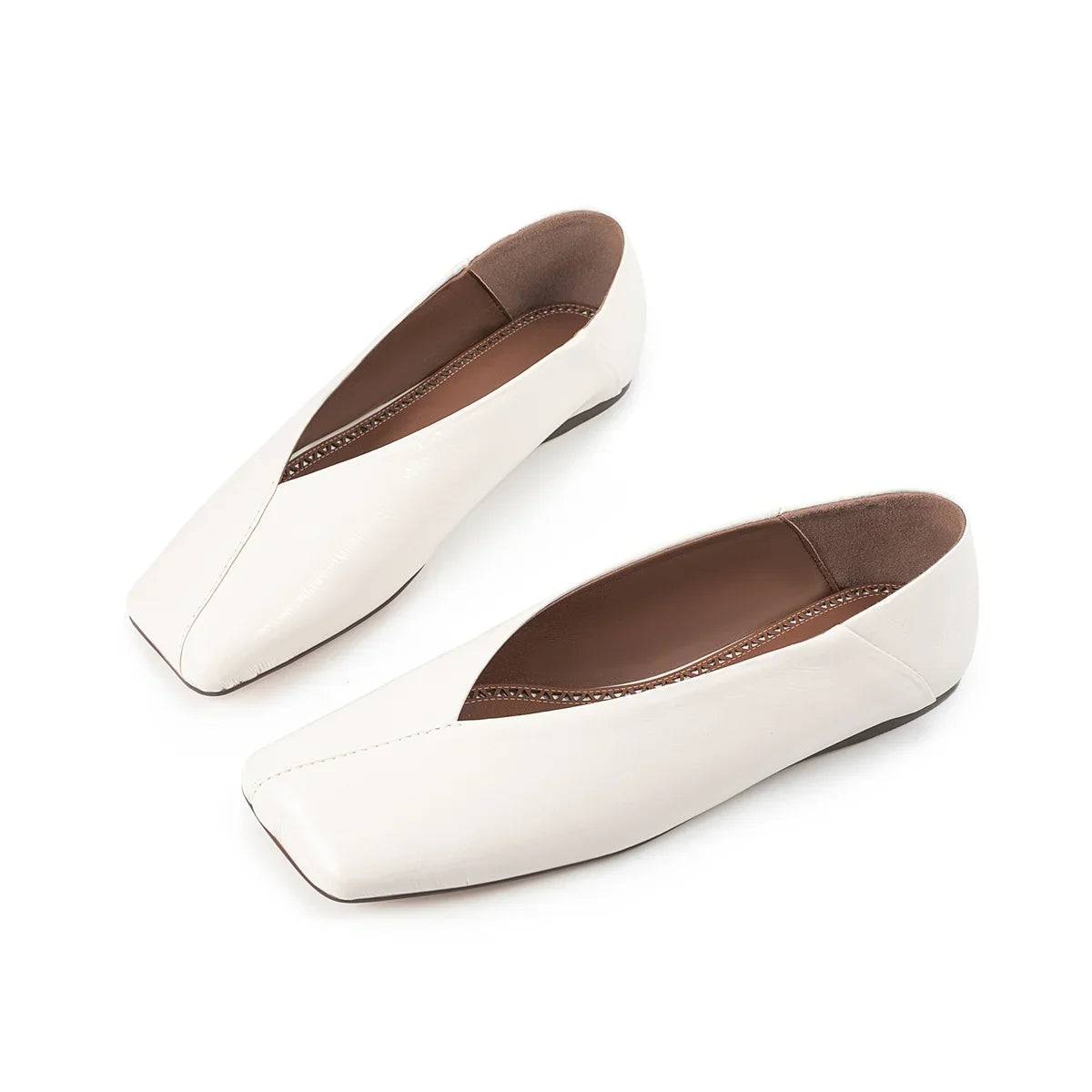 European and American Genuine Leather Flat Bottomed Square Toe Single Shoes