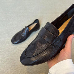 Retro Black Soft Leather Brand Flat Pumps Comfort Concise Loafers Outdoor Commuter Office Shoes Zapatos De Mujer
