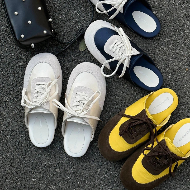 Sport Sneakers Flats Mules Slippers Shoes Woman Lace Up Running Walking Shoes Mujer Zapatos
