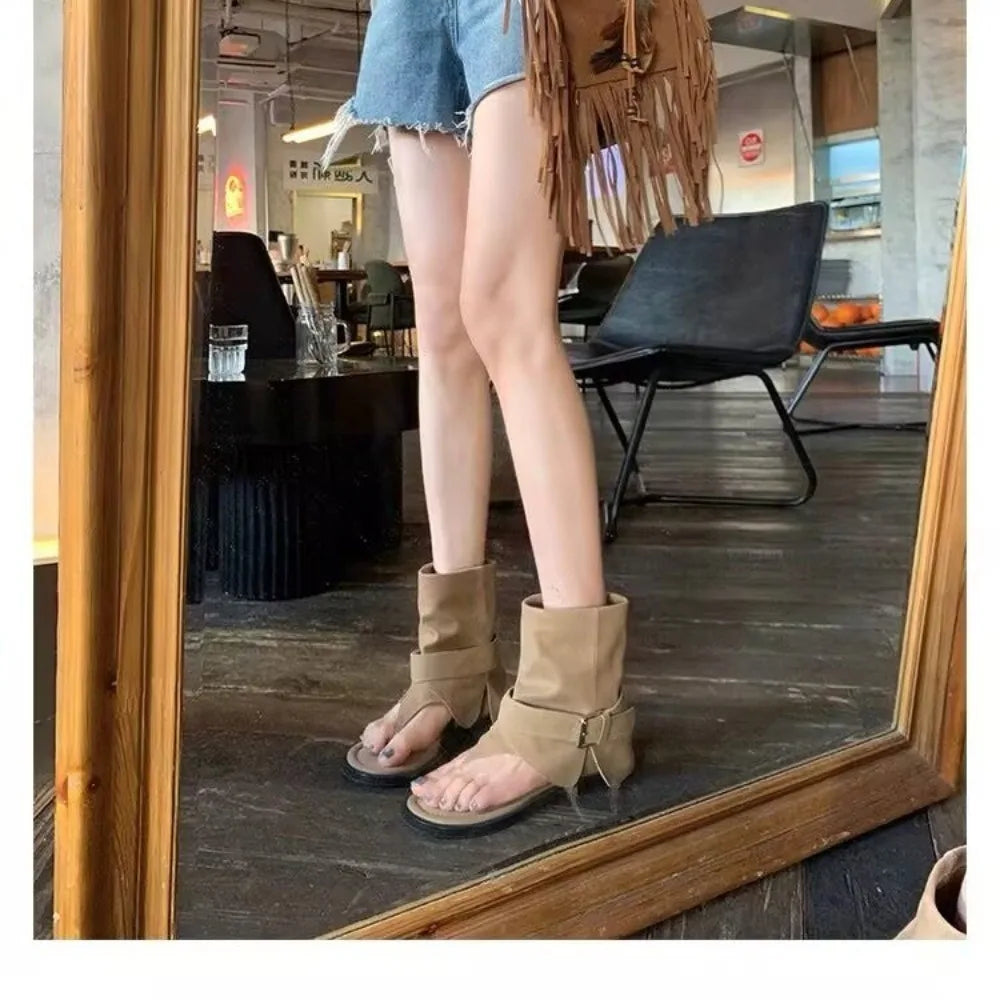 Style Open Clip Toe Ankle Boots Sandals Short Booties Wedges High Heels Shoes