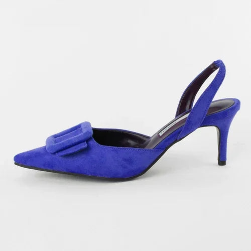Sandals Pointed Toe High Heels Stiletto Square Buckle Large Size Single Shoes