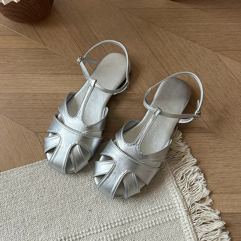 Retro Style Hollow Out Flats Sandals Party Dress Gladiator Shoes Zapatos De Mujer