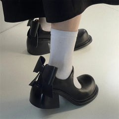 Sweet Cute Style Shoes Mary Janes Butterfly-Knot Crude Heel Shoes Big Size 35-43 Buckle Strap Young Chaussure Femme