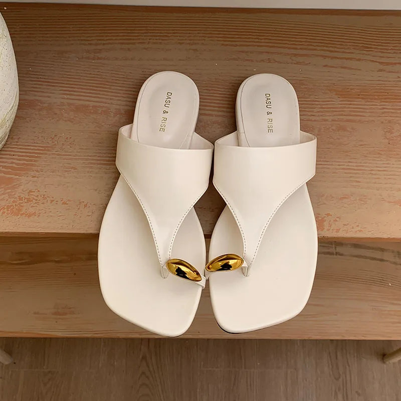 Beach Slides Flats Slippers Shoes Metal Flats Slippers Shoes Sandals Flip flops