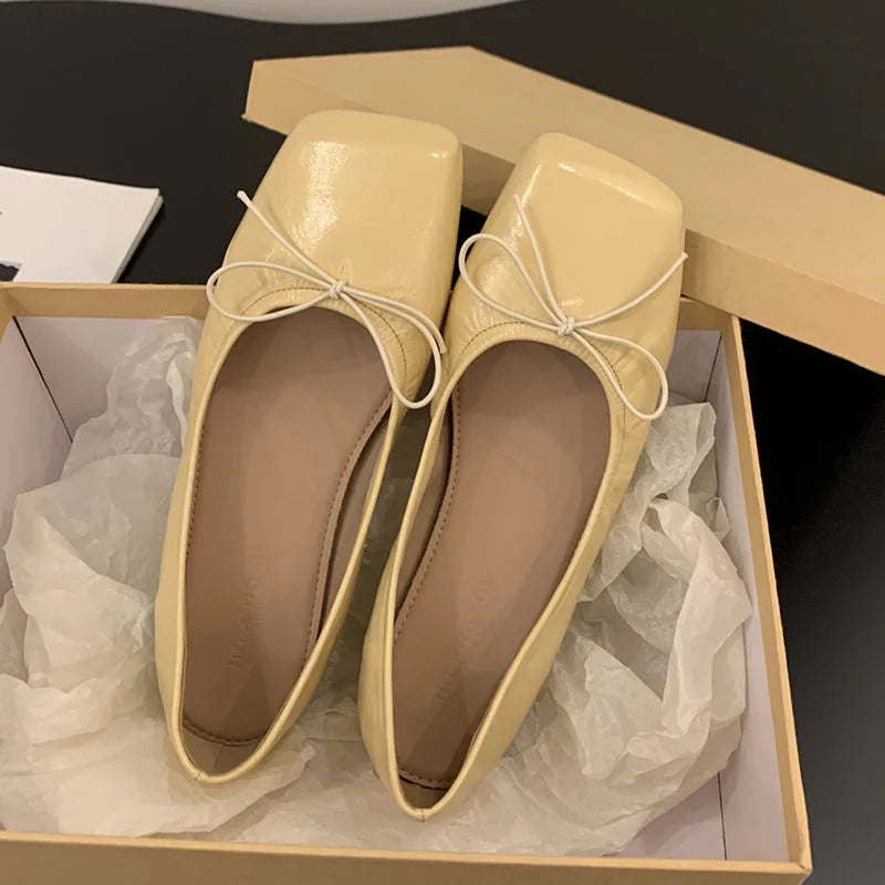 Flat Shoes Square Toe Shallow Slip On Casual Ballerina Shoes Soft Flat Ballet Shoes