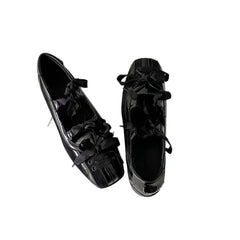 square head bow shallow mouth ballet shoes one-pedal flat Mary Jane single shoes
